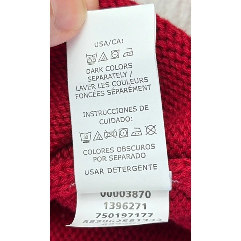 Chaps Men's XL 1/4 Zip Cotton Knit Cardigan Long Sleeve Moose Head Sweater Red